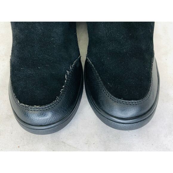 ALDO Womens Black Leather Suede Buckle Wedge Ankle Boots Bootie Size 8.5 M - Picture 6 of 11